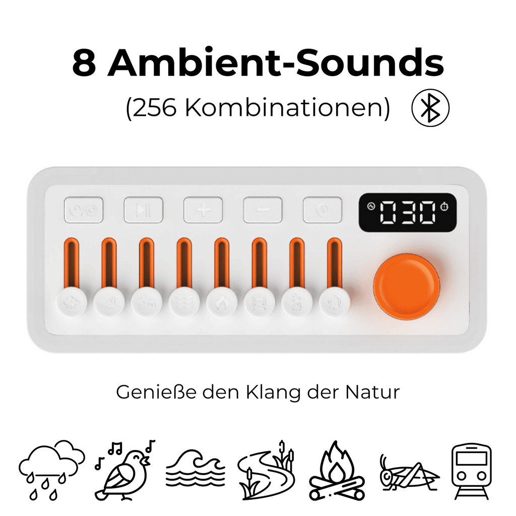 MoodMix: 3-in-1 Naturklangmixer & Bluetooth Lautsprecher · Ambient-Licht · Auto-Off